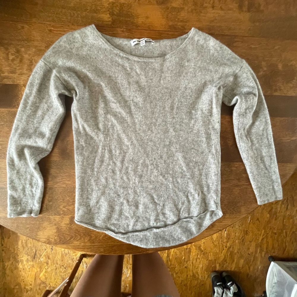 Gray cashmere sweater with skeleton detail on back